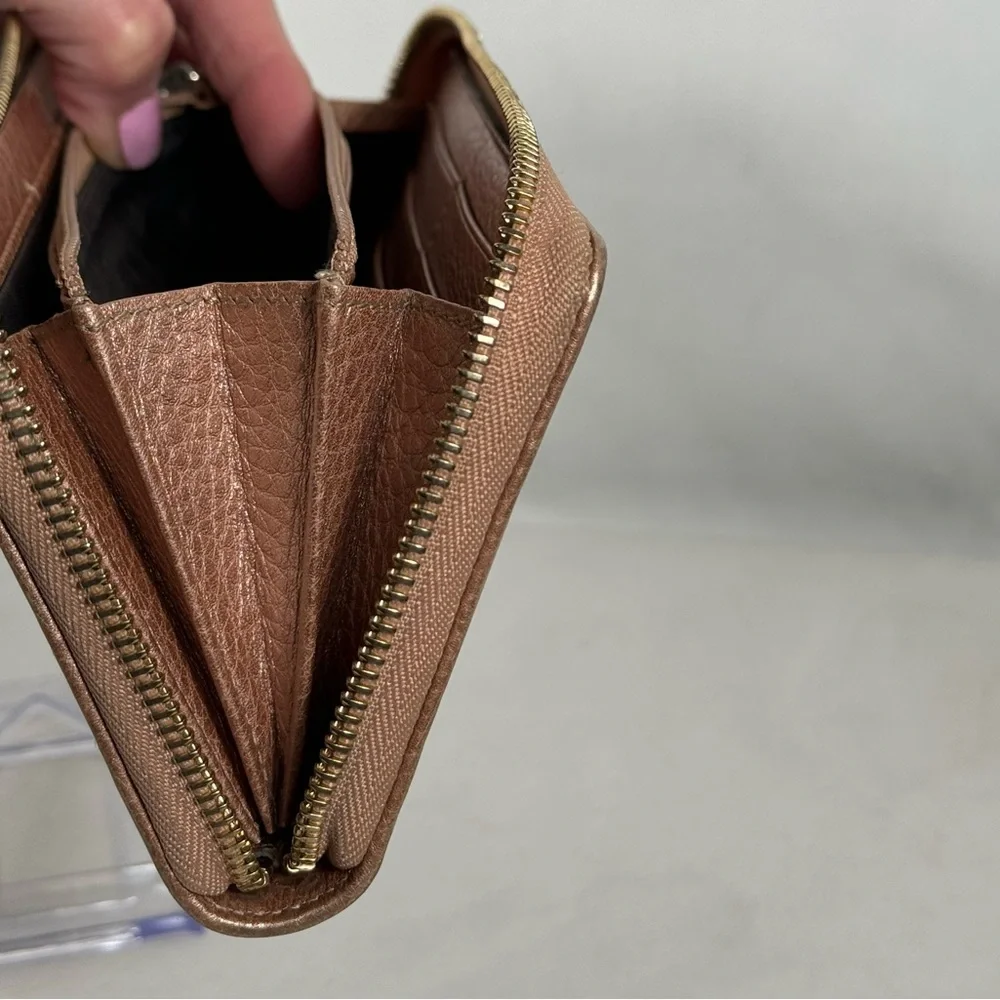 Gucci GG Canvas Leather‎ With Bamboo tassel Zip around Continental Wallet